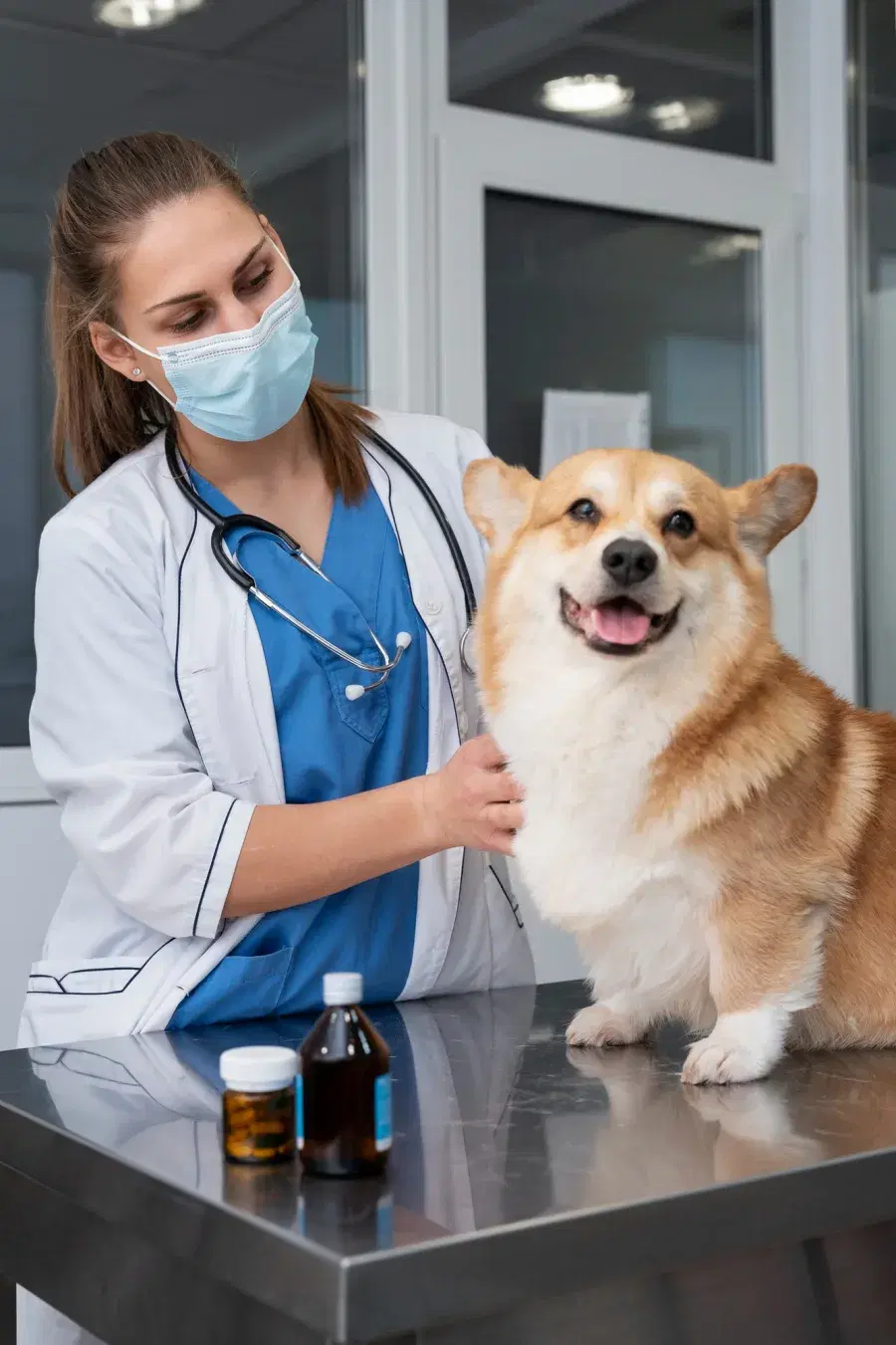 Veterinário com pet